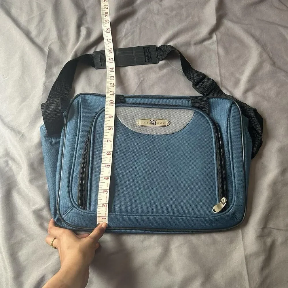 Vintage Blue 90s Laptop Bag/ Messenger Bag/ Backpack with Adjustable Strap